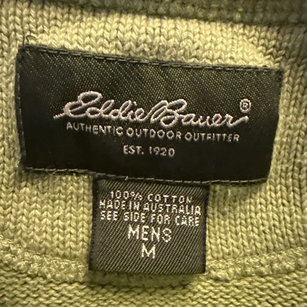 VTG Eddie Bauer 100% Cotton Crewneck Sweater Mens Sz M Sage Gorpcore Outdoors